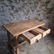 Vintage pine kitchen table or desk with two drawers – 1950s