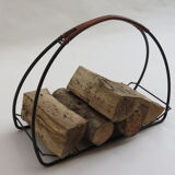 Log metal and cane log basket 1960