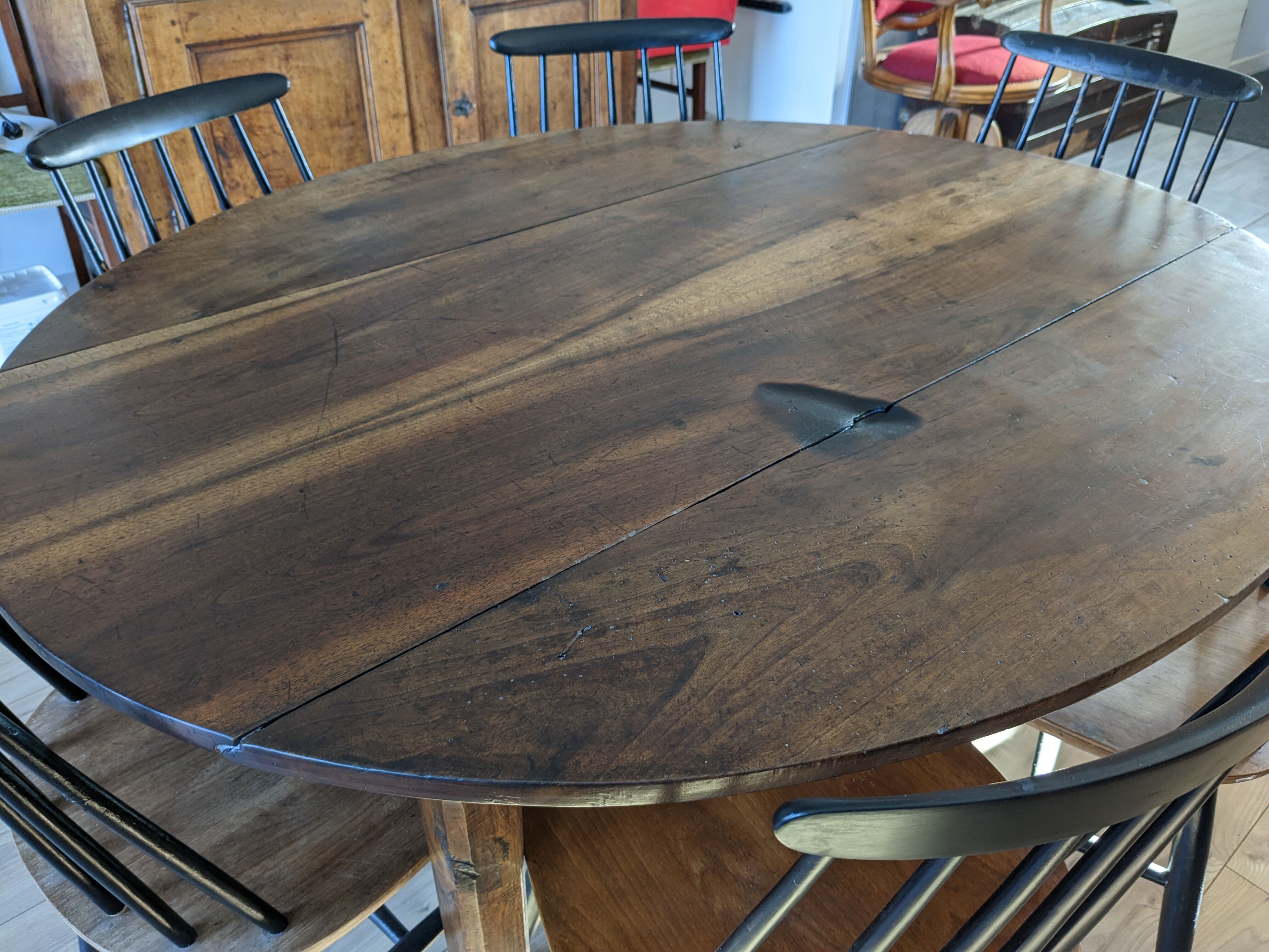 Oval solid walnut farmhouse table
