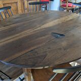 Oval solid walnut farmhouse table