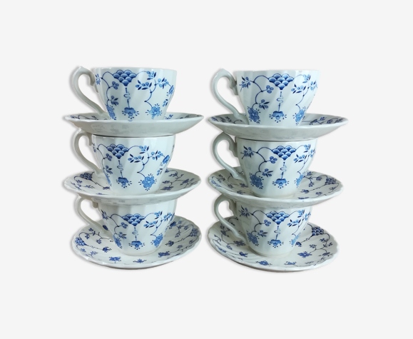 6 tasses & soucoupes faience anglaise