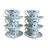 6 cups & saucers faience english