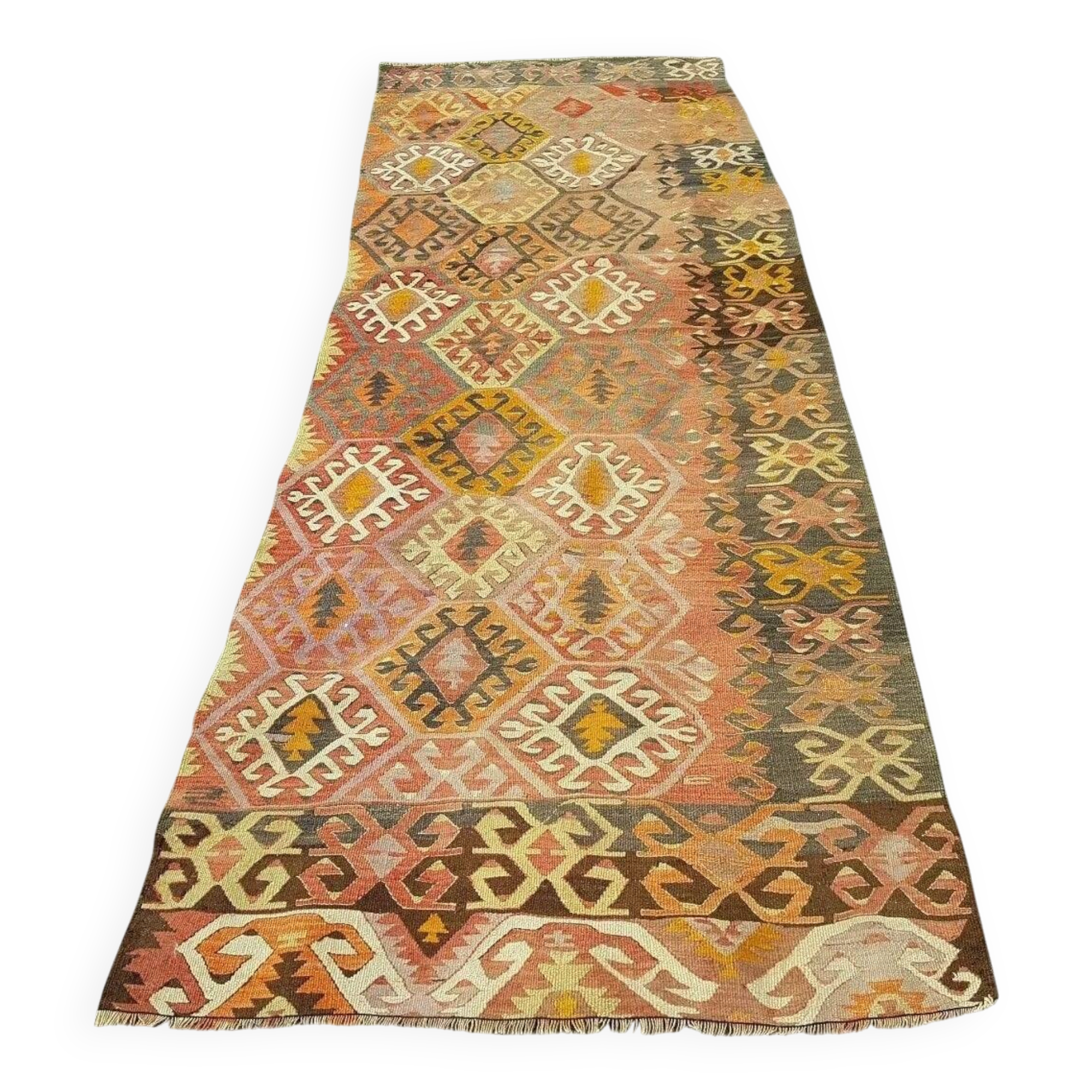 Vintage Turkish hallway rug 92x273 cm