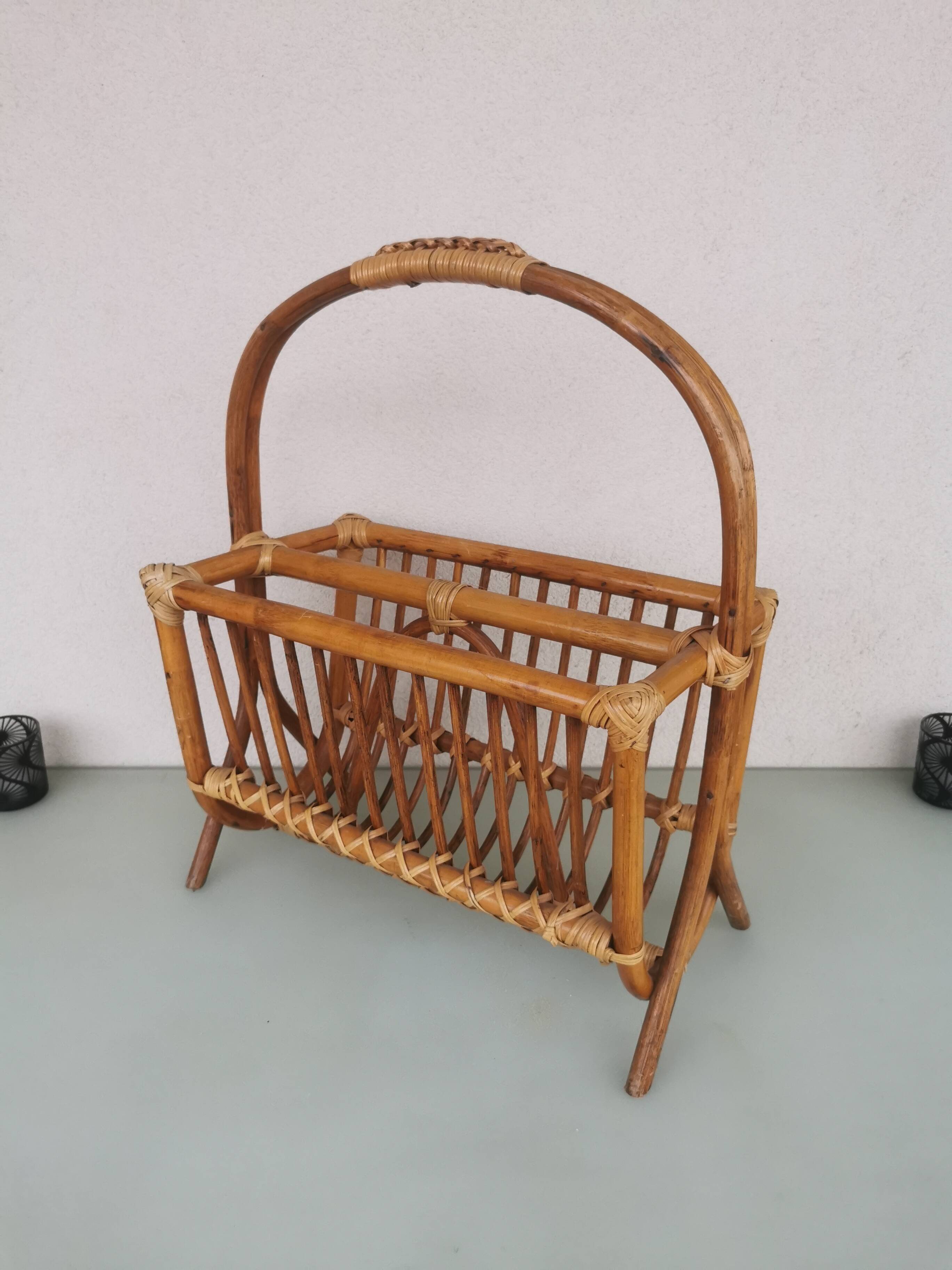Rattan magazine rack