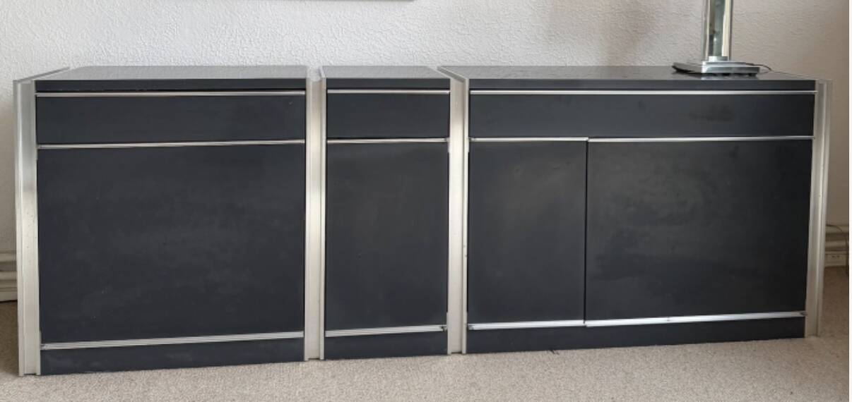 Enfilade métal chromé acier argenté Ligne Roset Vintage