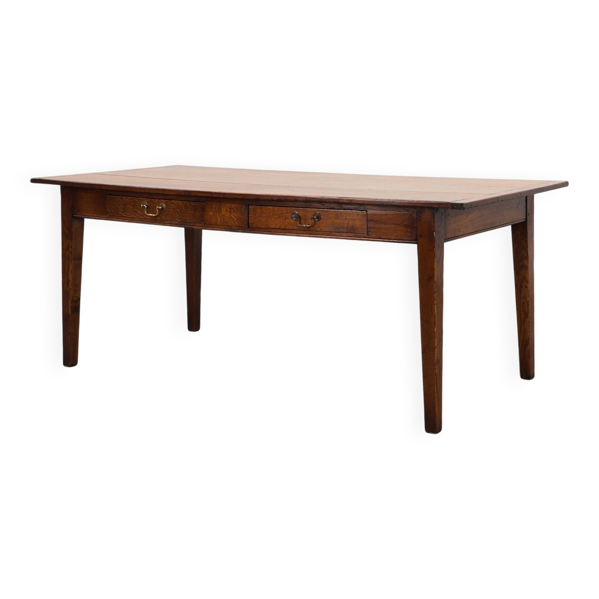 French Provincial Oak 19th century Farmhouse table with drawers, France