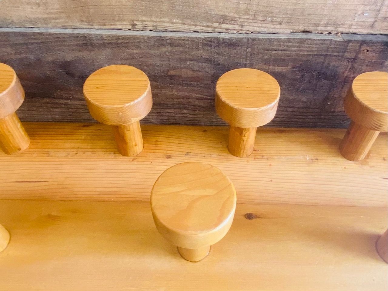Set of two wooden pateres 60s in the Perriand style.