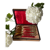 Set of 6 silver-gilt teaspoons, 2nd grade neck brace hallmark, 14 cm, in its box, late 19th century. Early 20th century