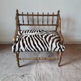 Henry II-style zebra bench and gilded wood