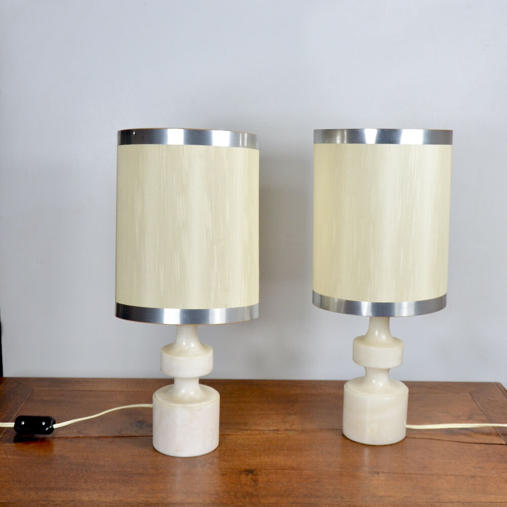 Pair of alabaster lamp bases