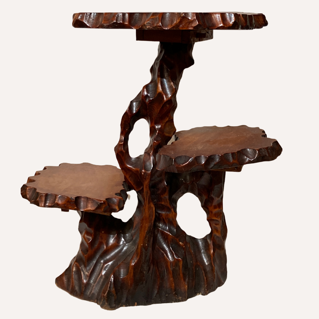 Biomorphic brutalist tree triple plant stand or side table, Dutch 1960s
