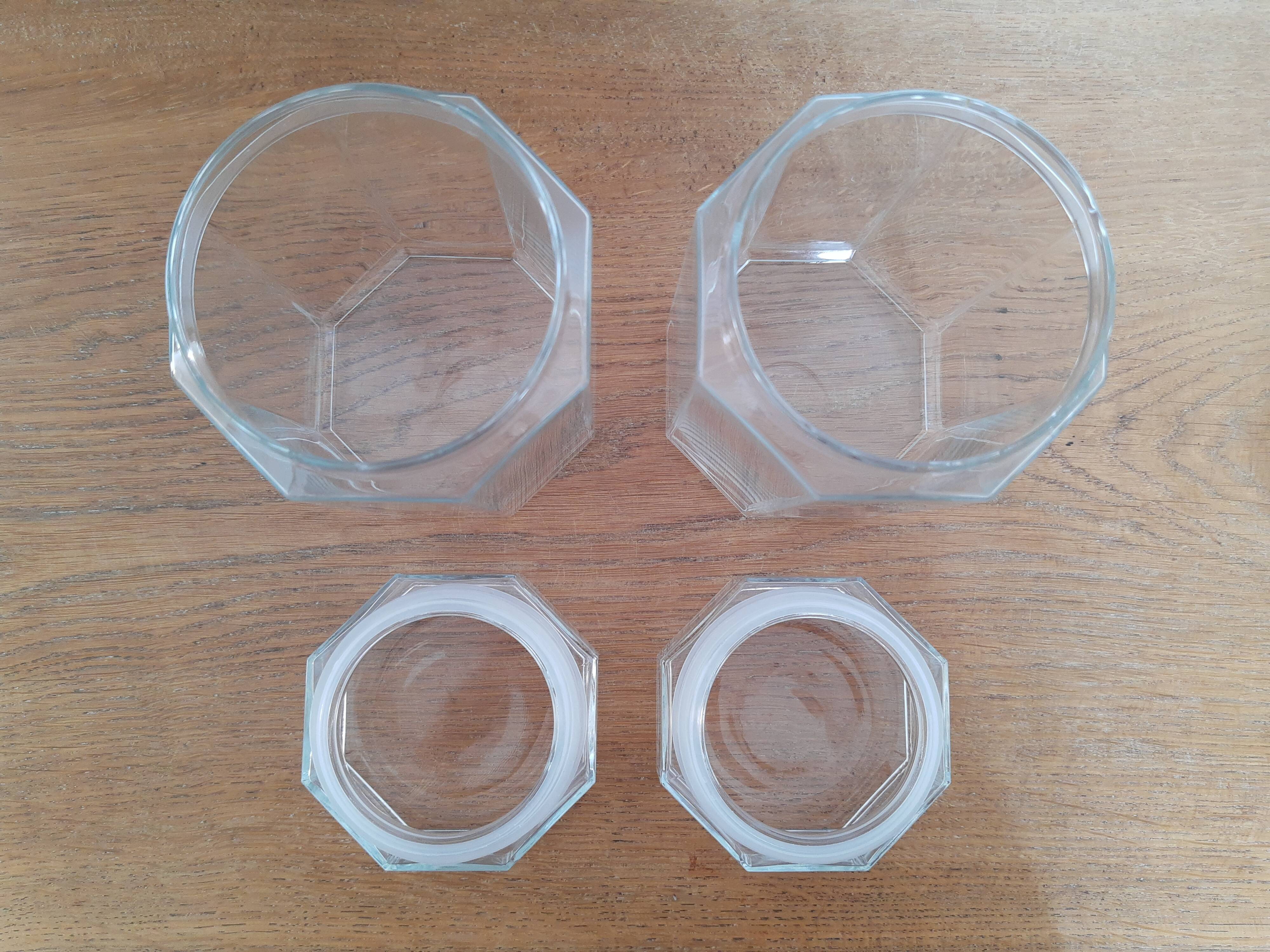 Pair of vintage Luminarc glass jars