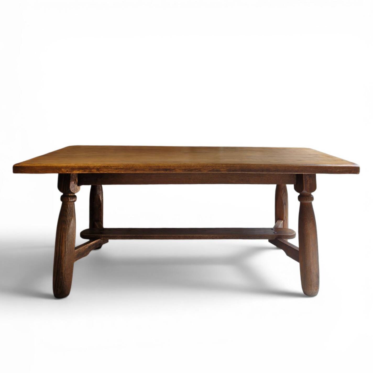Solid oak dining table, brutalist, 1950.