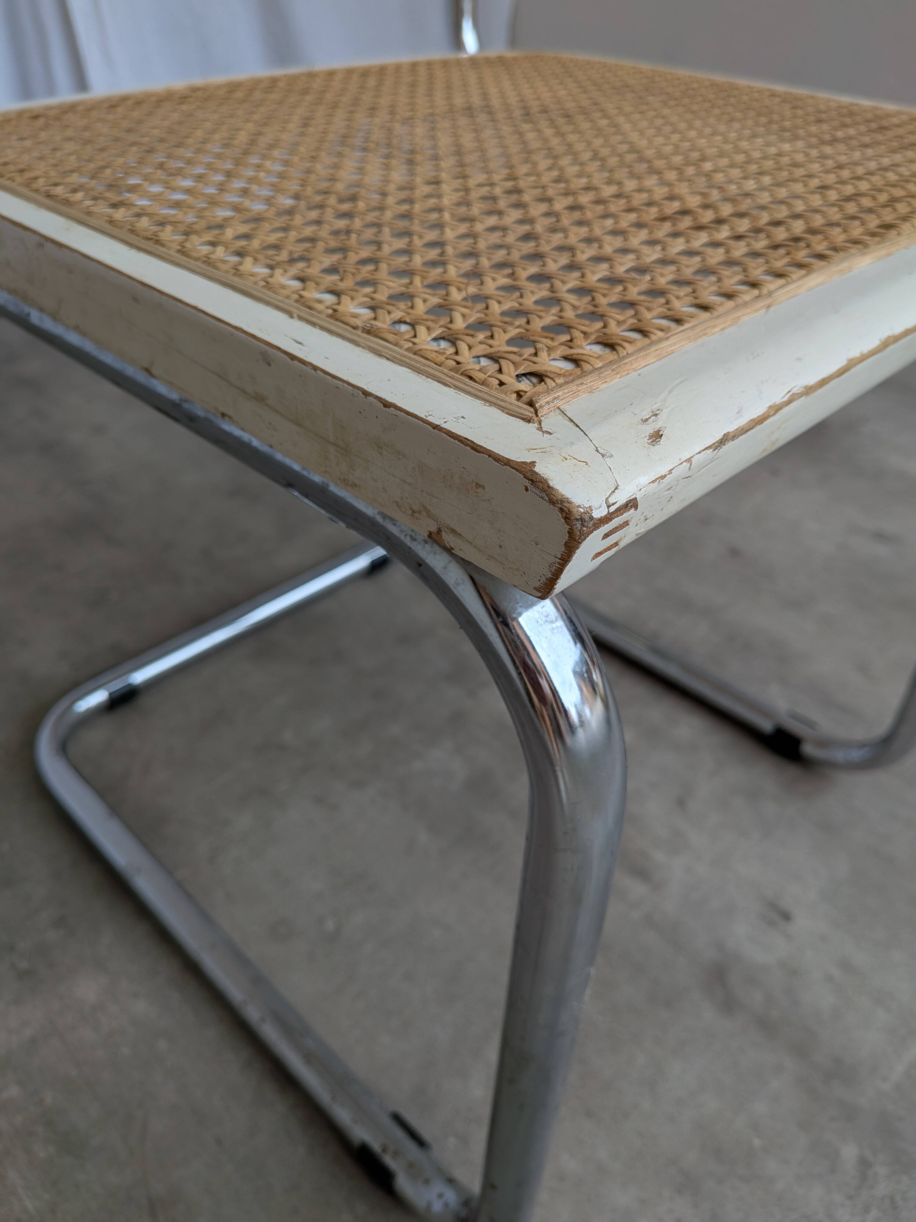 Vintage Cesca Chair: 1970s Marcel Breuer Chrome Cane Chair