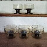 Lot de 5 coupes en verre fumé Pégase Mobil Oil