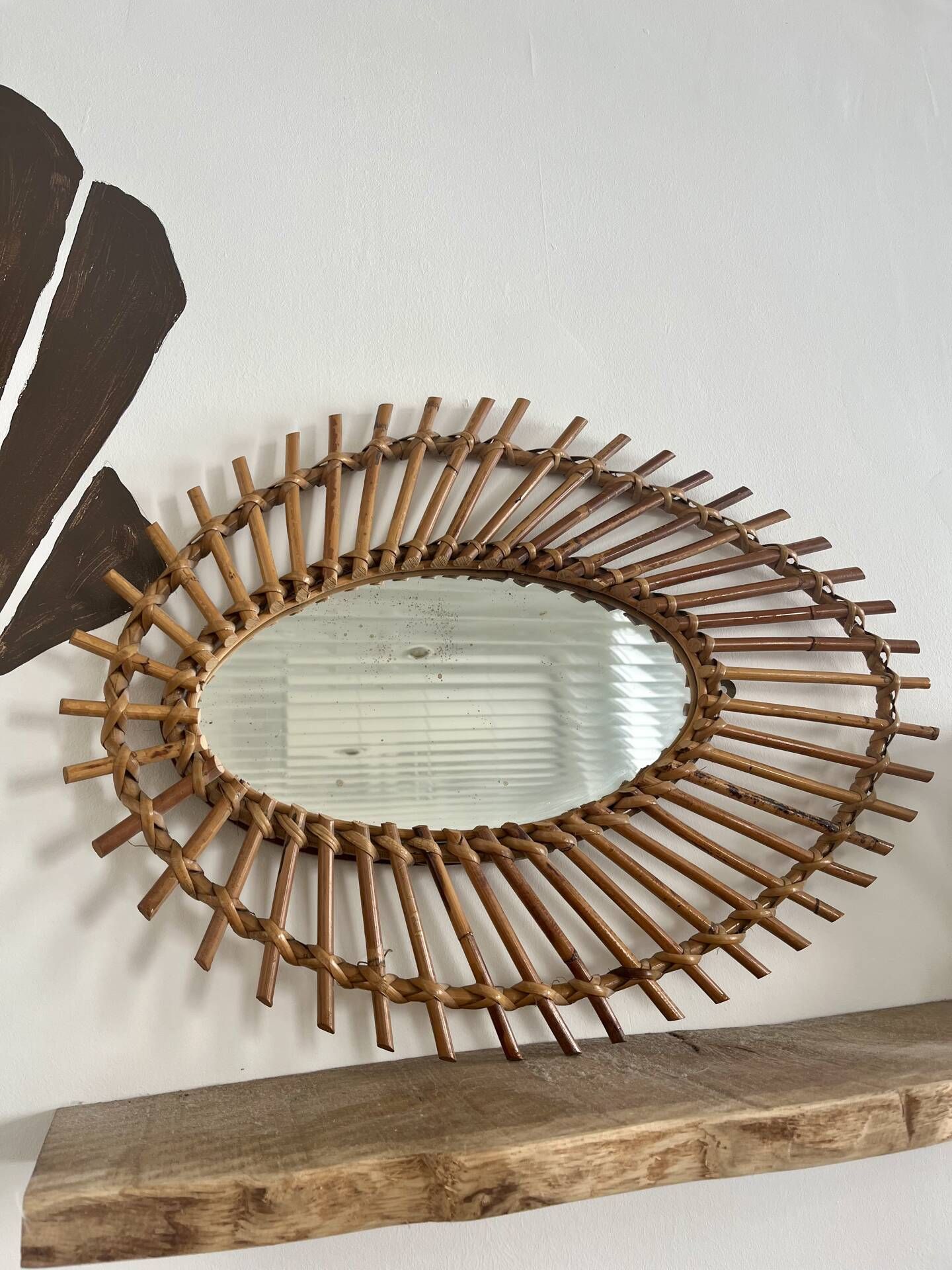 Vintage rattan mirror