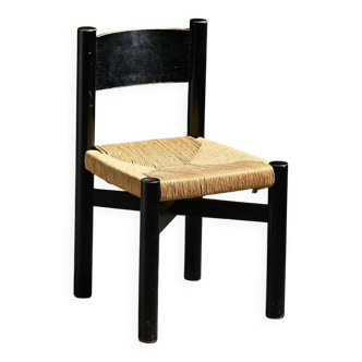 Chaise Méribel en frêne teinté noir, Charlotte Perriand, circa 1950