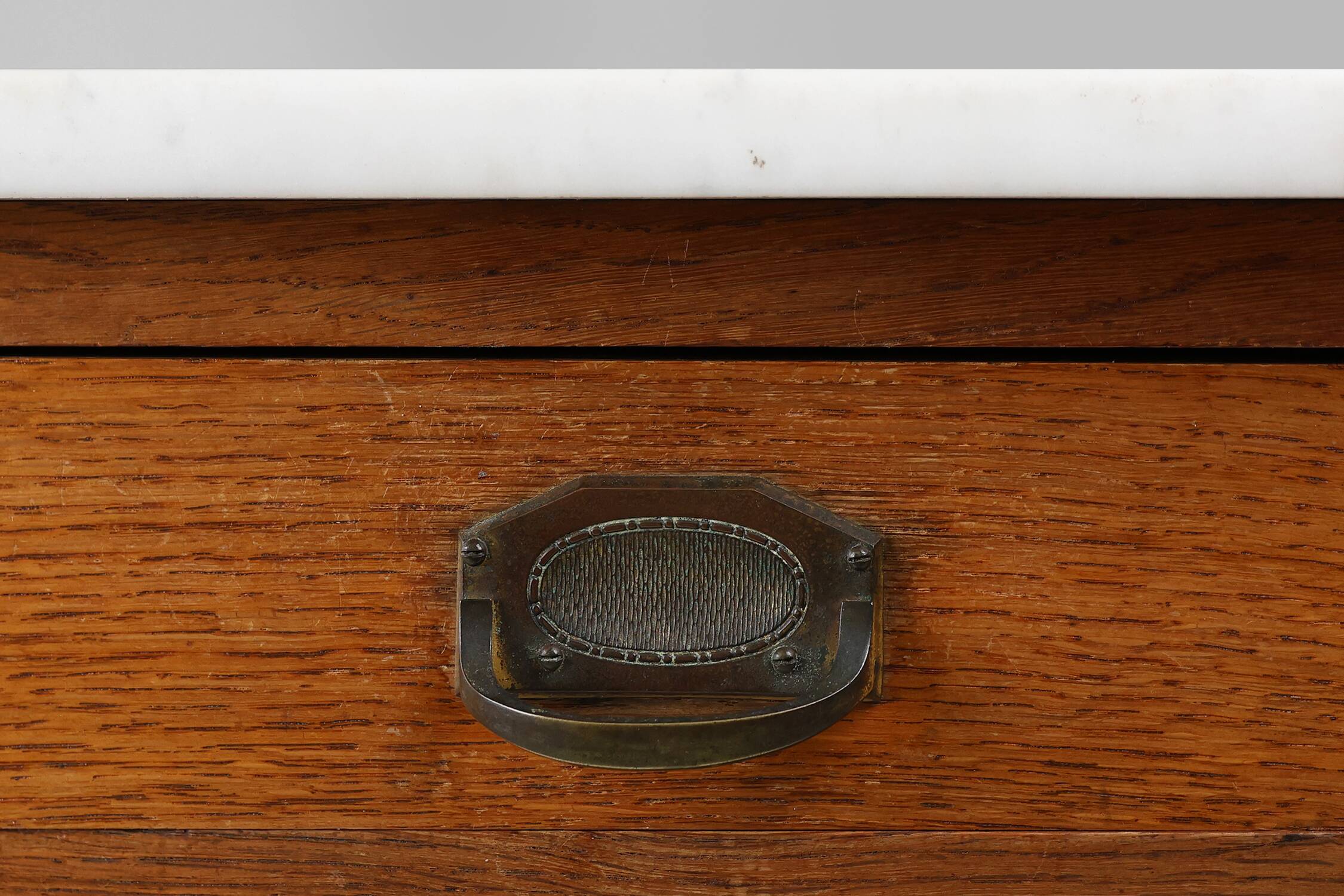 French Art Deco bedside table with a Carrara marble top, circa 1920.