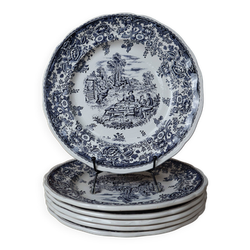 6 Flat plates stamped Lunéville KG Tradition special grand feu