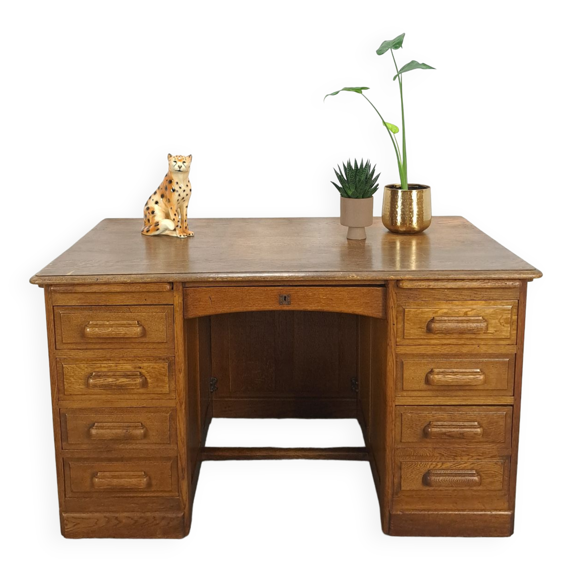 Old oak notary office with drawers, desk