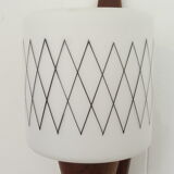 Scandinavian wall lamp in teak and opaline