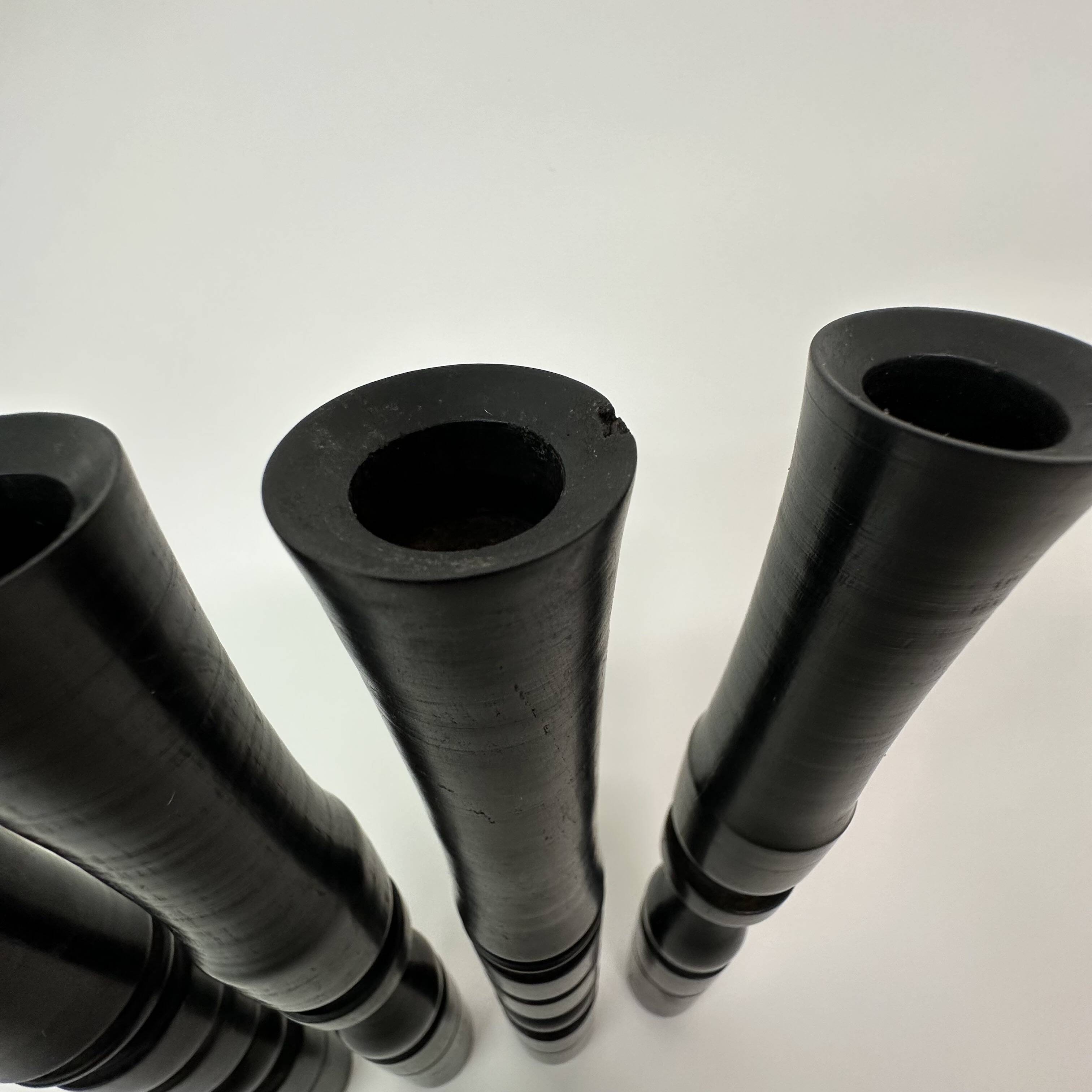 Set of 4 ebony hand turned wooden edwardian candle sticks , 1900’s