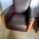 Pair of vintage brown leather club armchairs from the 70s