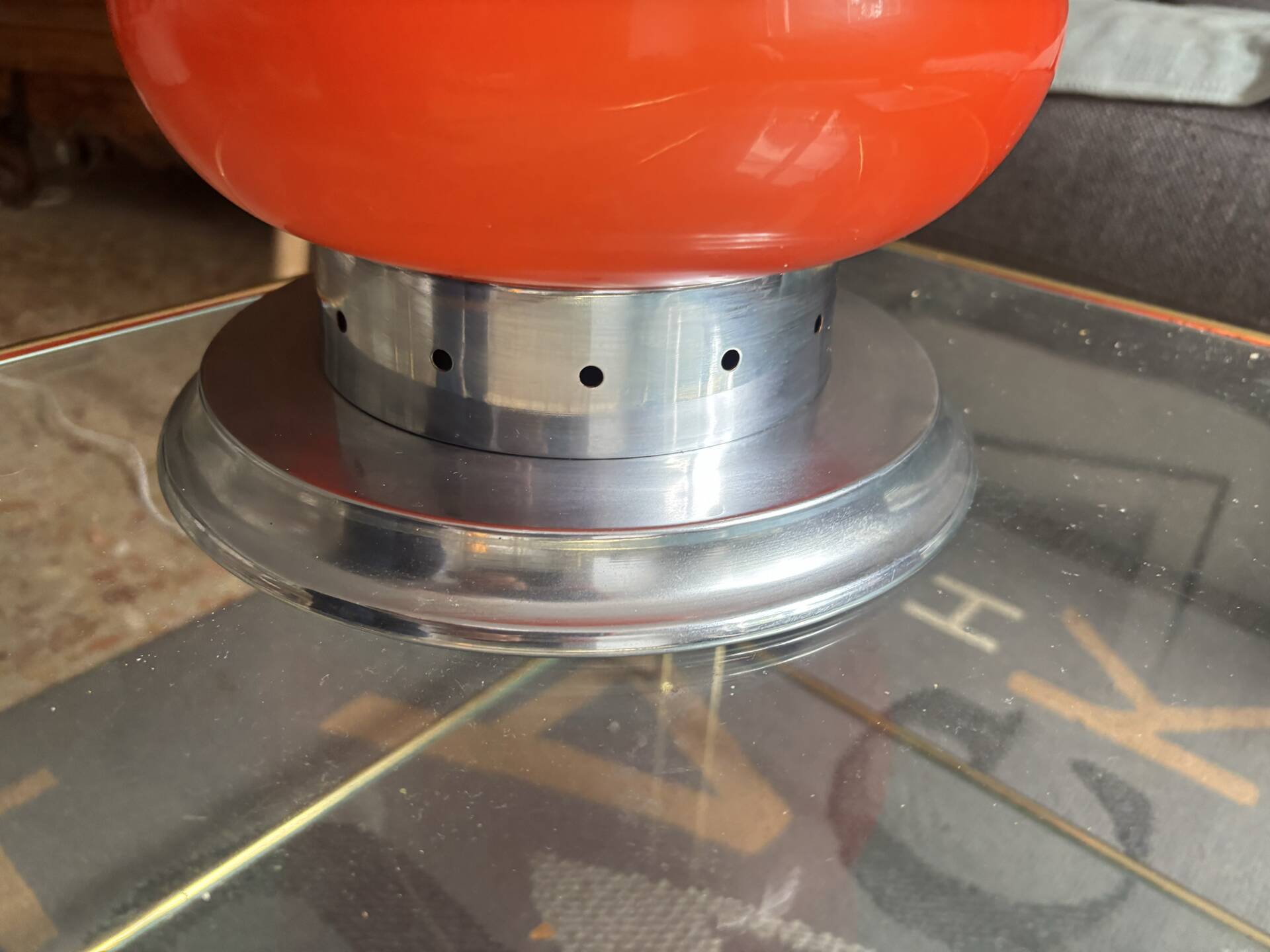 Vintage orange glass lamp – attributed to Carlo Nason, 1970s