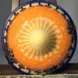 Suspension Art Déco « Le Verre Français » – pâte de verre & fer forgé