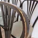 SET of 6 Vintage Black Wooden Dining Chairs by STOL Kamnik 1970s