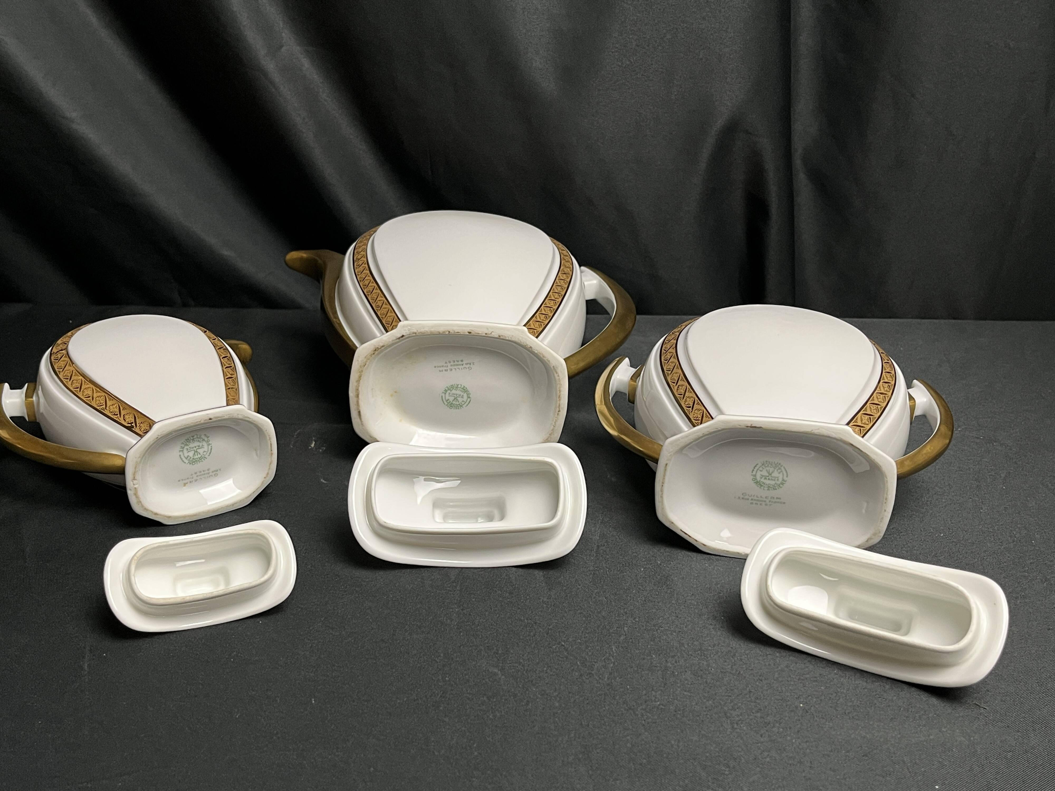 Art Deco, 9-piece Limoges porcelain coffee service circa 1930