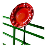Red glazed ceramic fruit platter with three-dimensional fruit relief, vintage Italy 1980s, Mid-Century design