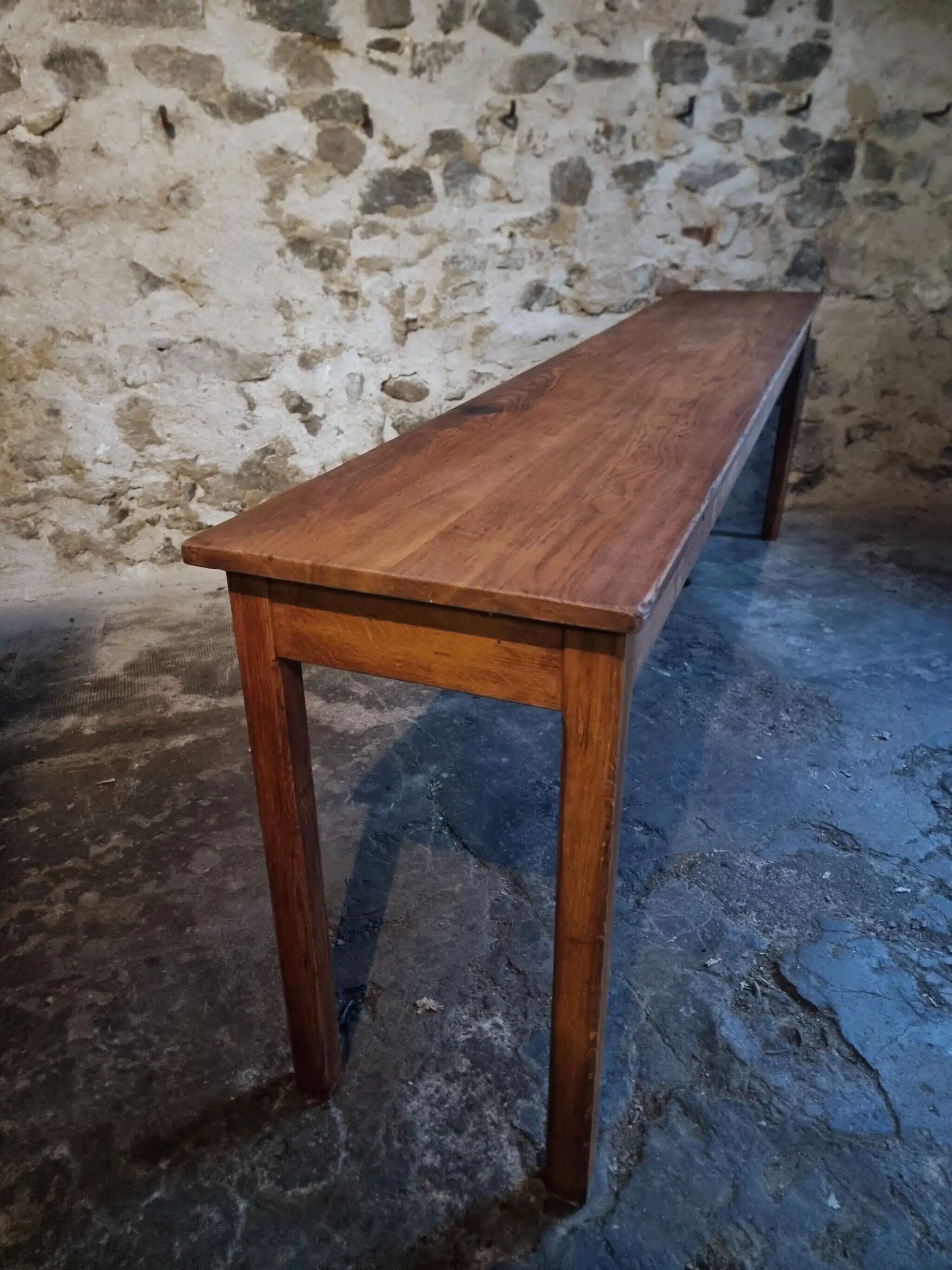 Vintage oak work table / hospital workshop side table, France, 1950s