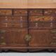 Elm apothecary cabinet with cupboard base