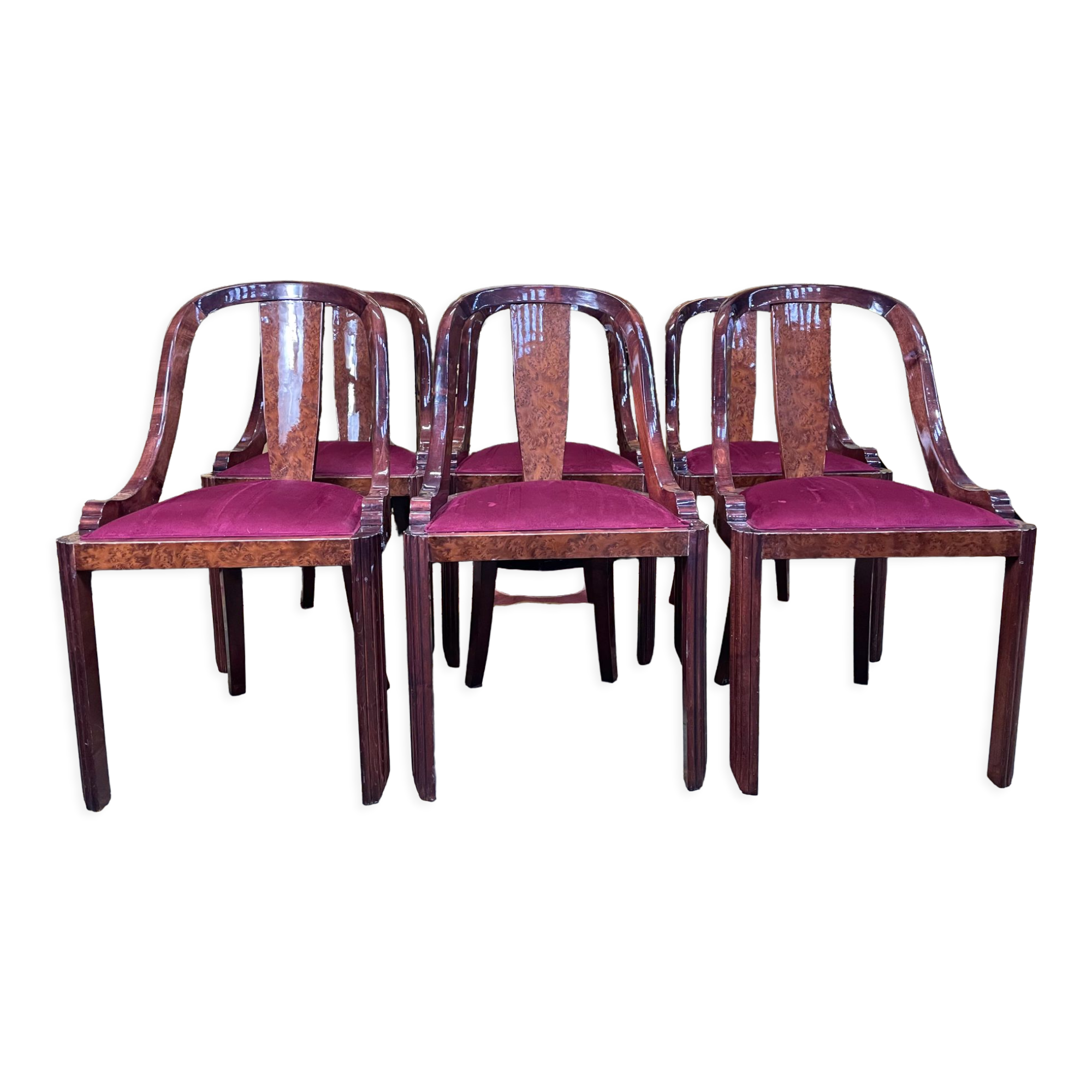 Suite of 6 Art Deco style gondola chairs