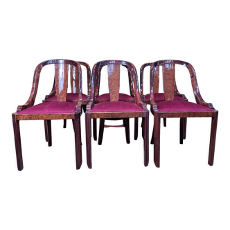Suite de 6 chaises gondoles de style Art Déco
