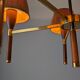 Danish five-arm lamp in wood and brass, 1950s
