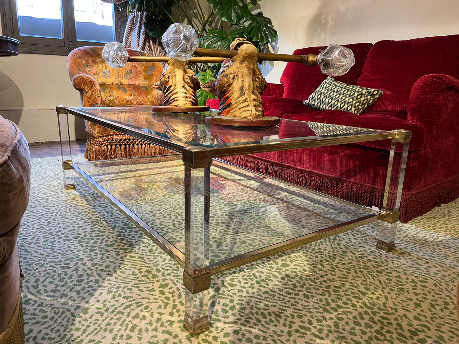 Table basse verre et plexiglas 1960