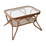 Rattan and glass coffee table