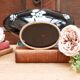 Vintage Wade Black boat vase with floral pattern and metal stand