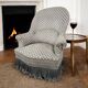Vintage grey fringed club chair