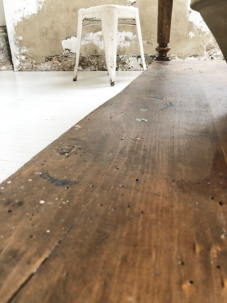 Artist studio oak draper table
