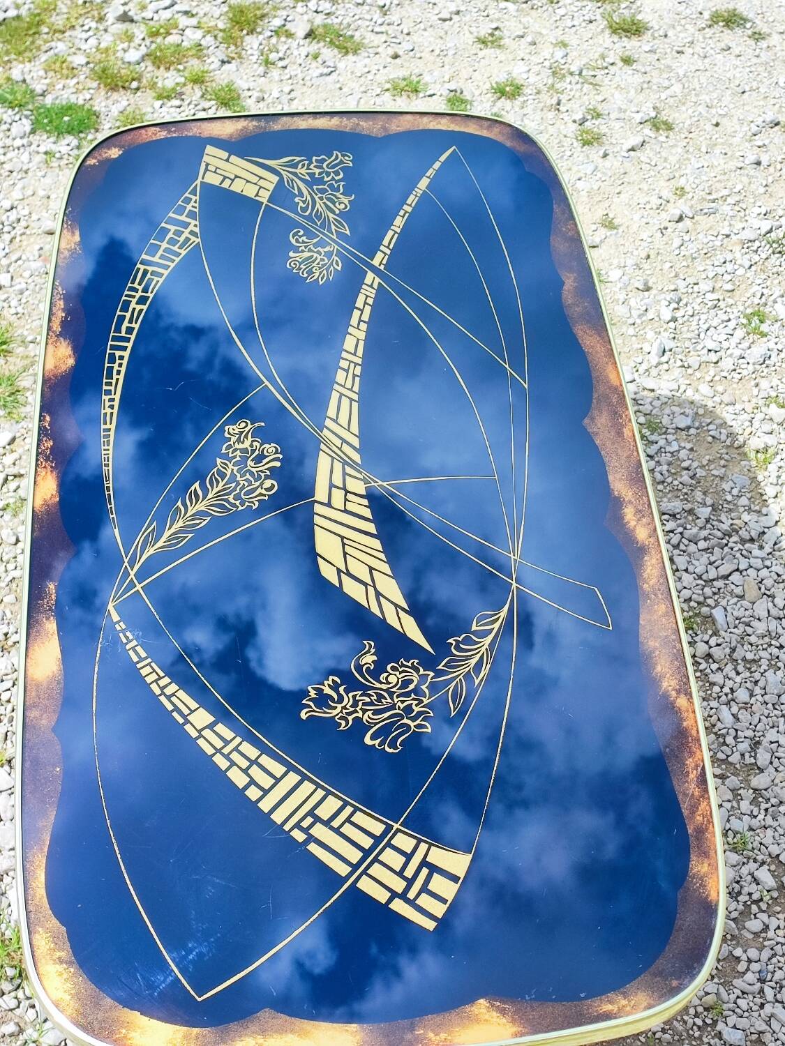 Vintage coffee table with compass legs