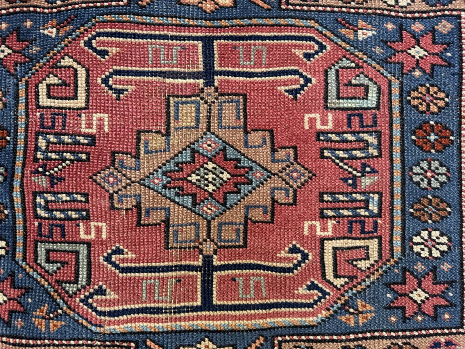 Antique Caucasian rug 215x126 cm Lesghi Star tribal Kazak rug large 2522