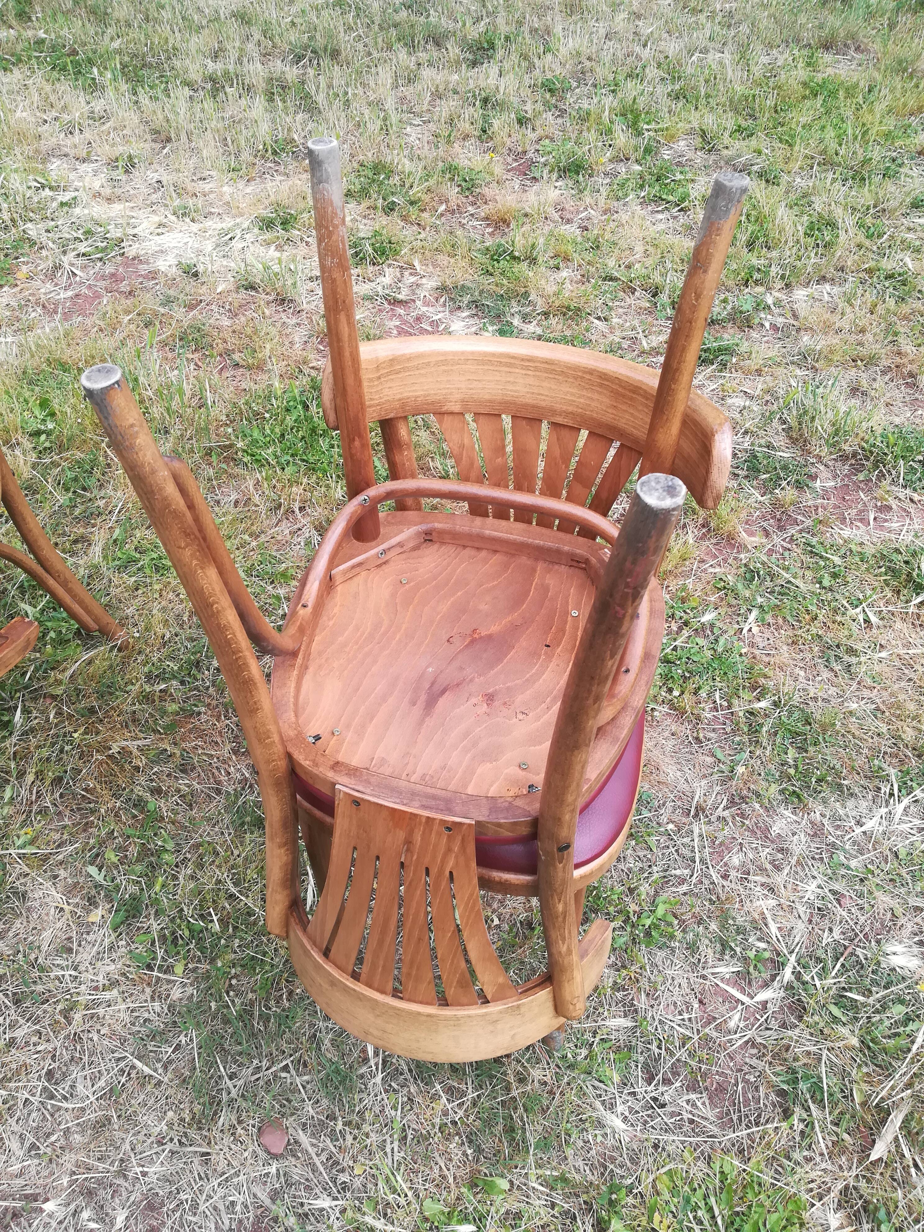 Set of 41 bistro chairs seated red skaï