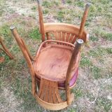 Set of 41 bistro chairs seated red skaï