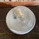 Vintage Round Ceiling Light Moulded Glass + White Metal Surround #D90