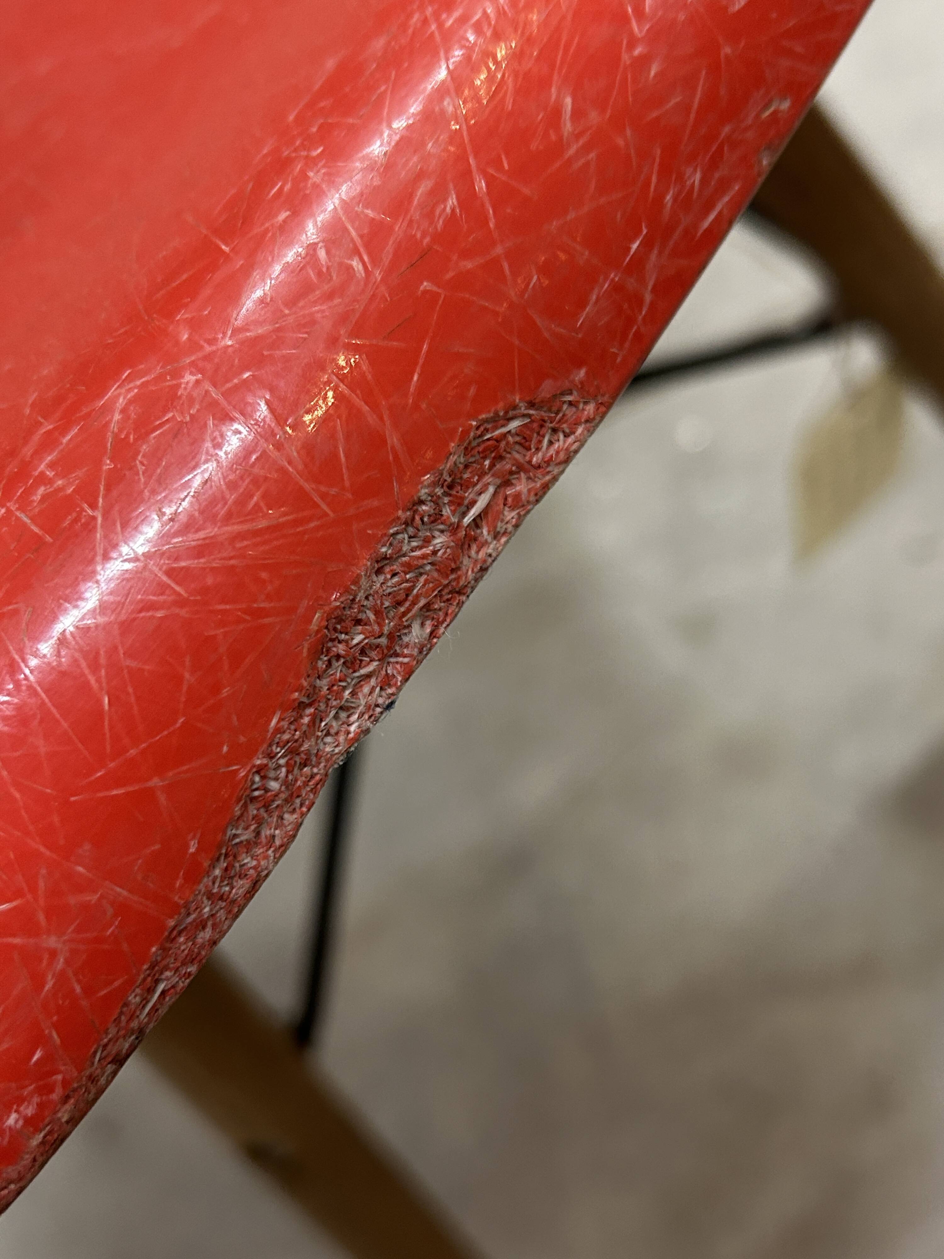 Set of 6 vintage red DSW chairs by Charles and Ray Eames