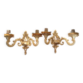 Pair of wall sconces in gilded bronze, Rococo style, Louis XV.
