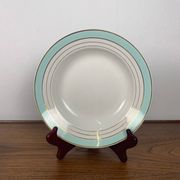Set of 6 Lunéville soup plates, "Régence" model, water green and 4 lines